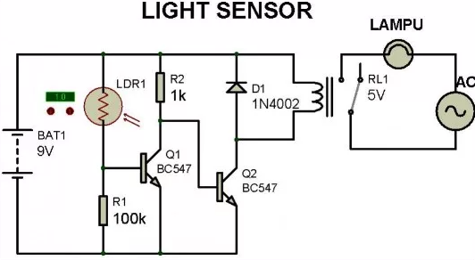 Skema Rangkaian Sensor Cahaya 12V